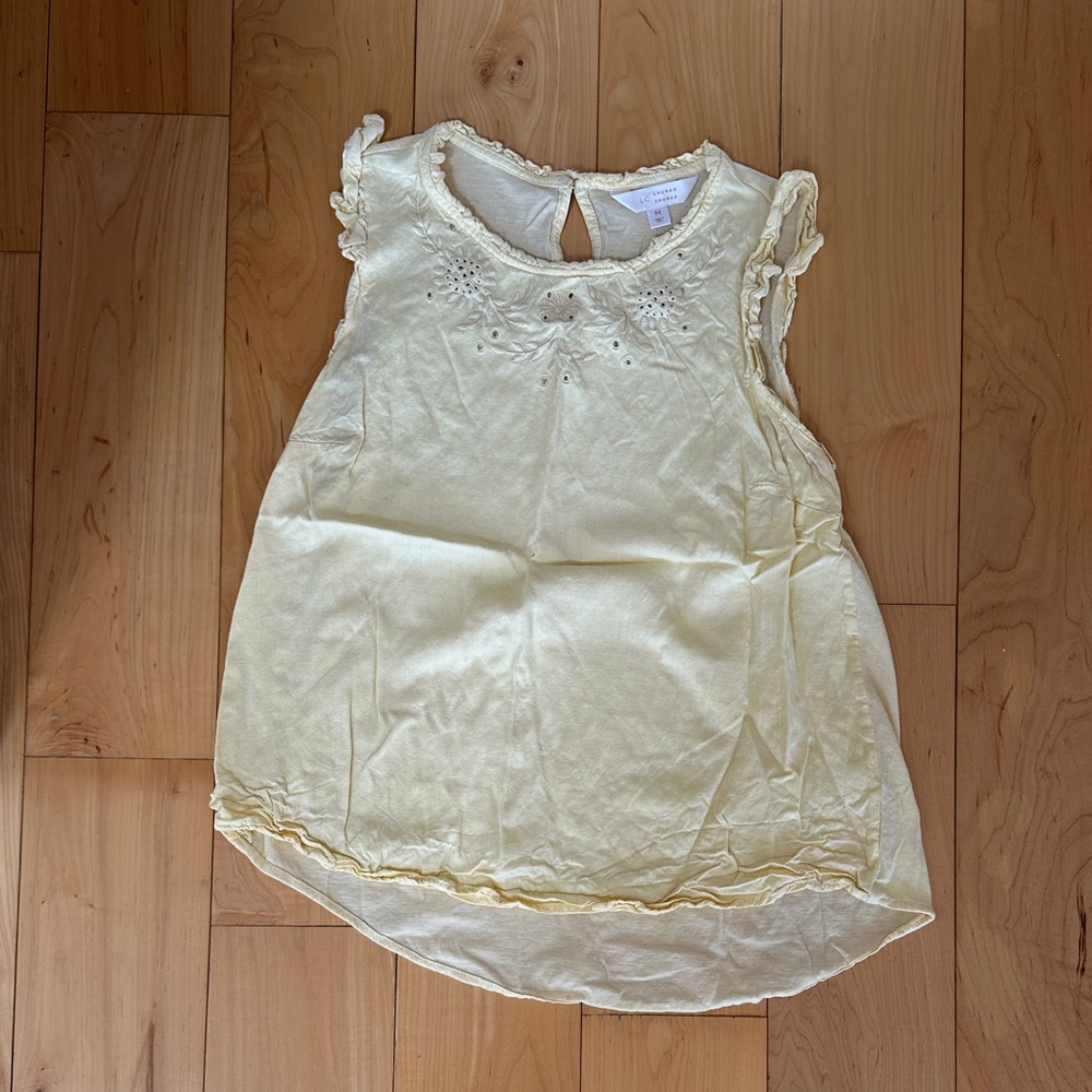 LC Lauren Conrad Light Yellow Ruffle Tank Top